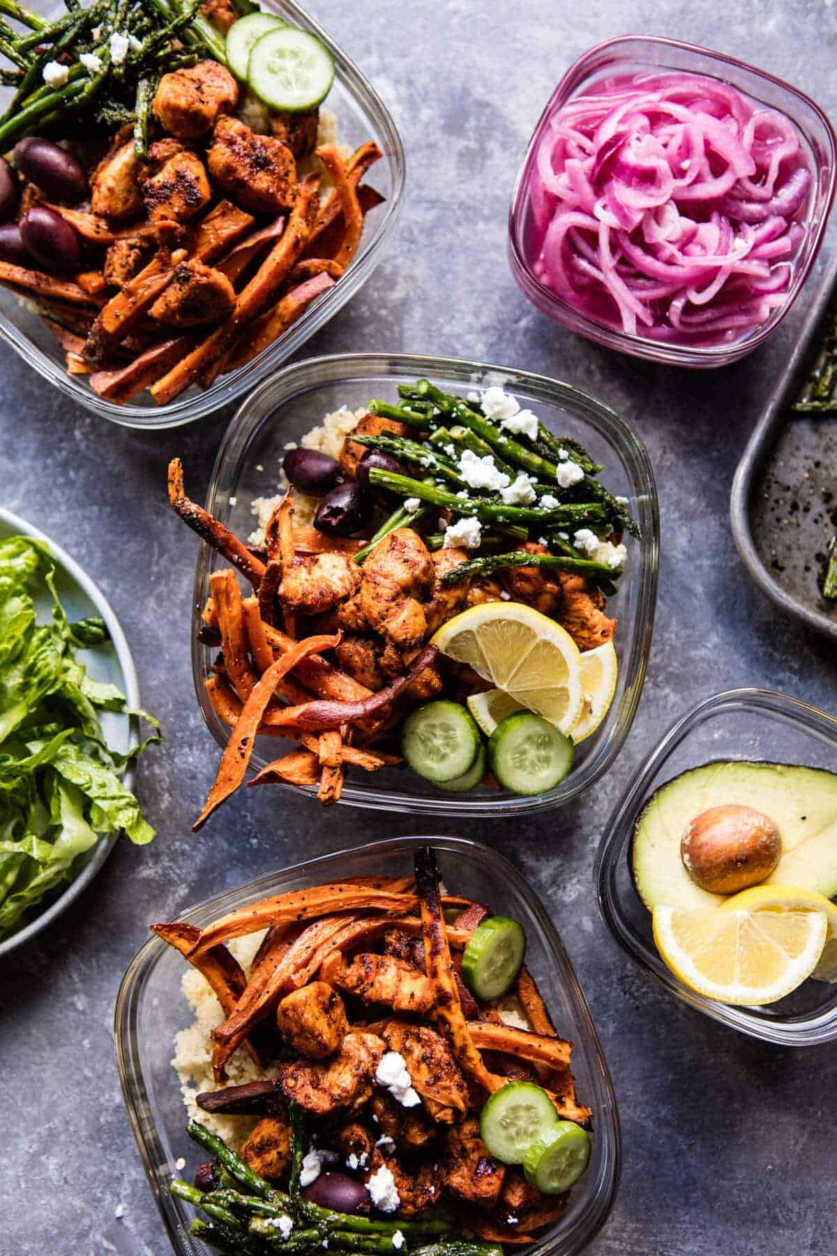 Meal Prep: Chicken Shawarma and Sweet Potato Fry Bowls | halfbakedharvest.com @hbharvest