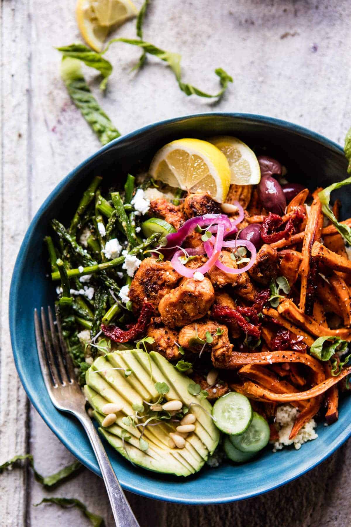 Meal Prep: Chicken Shawarma and Sweet Potato Fry Bowls | halfbakedharvest.com @hbharvest