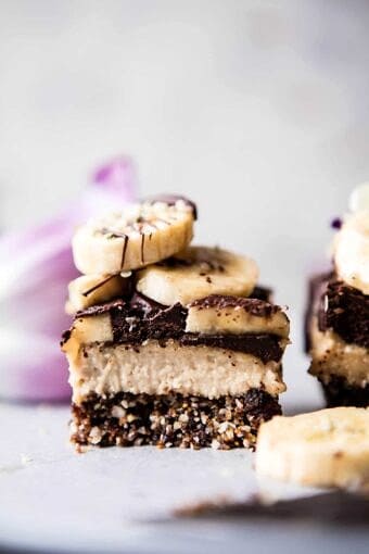 Raw Chocolate Banana Cashew Cream Pie Bars | halfbakedharvest.com @hbharvest