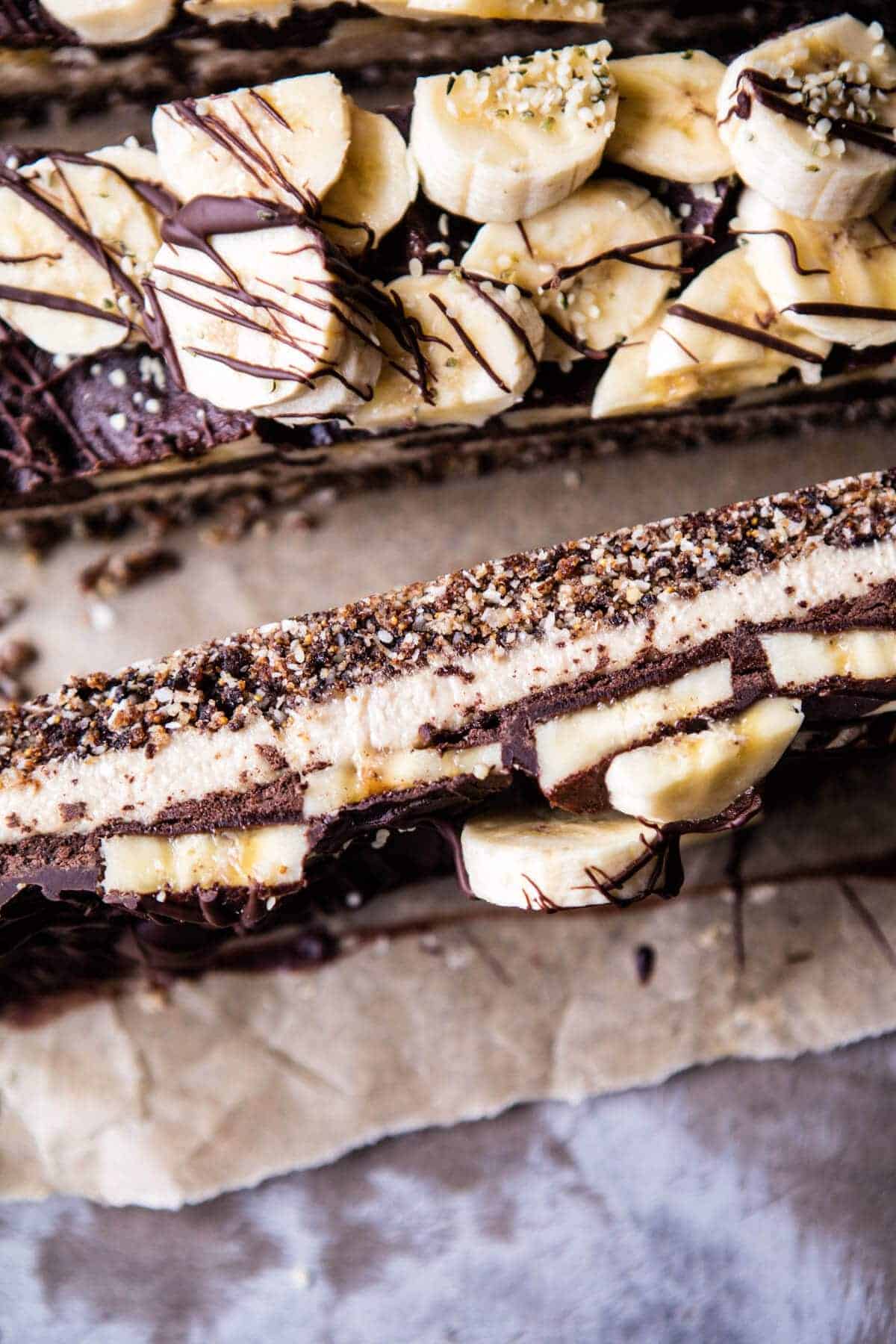 Raw Chocolate Banana Cashew Cream Pie Bars | halfbakedharvest.com @hbharvest