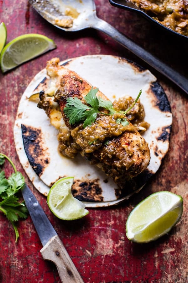 8 Ingredient Cheesy Green Chile Chicken | halfbakedharvest.com @hbharvest