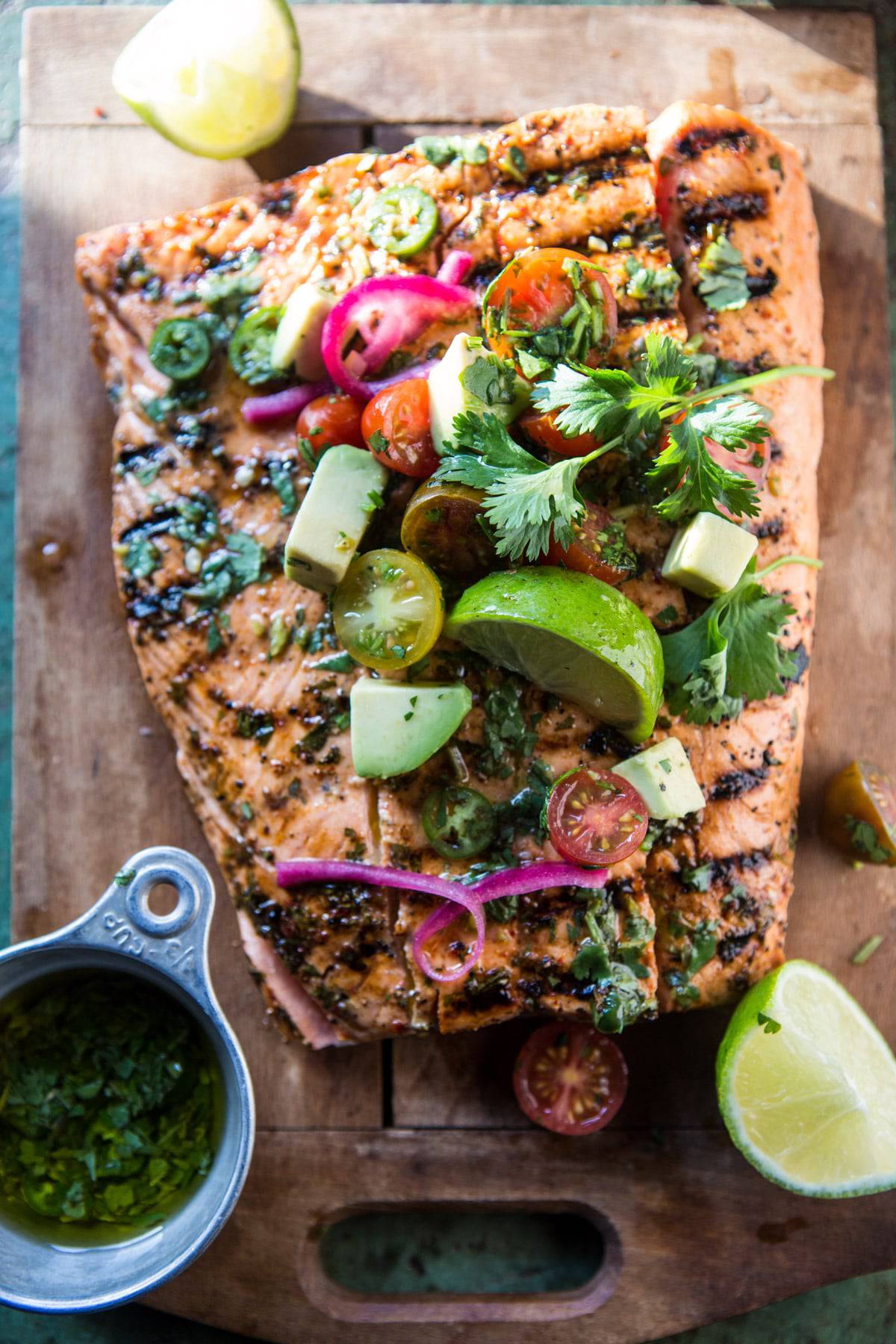 Cuban Grilled Salmon with Tomato Avocado Salsa | halfbakedharvest.com @hbharvest