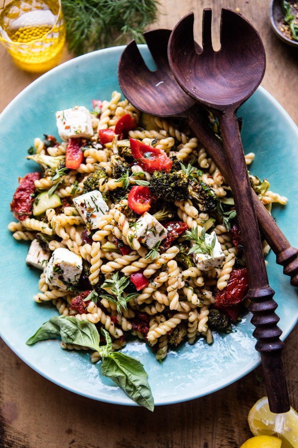 Greek Lemon Roasted Broccoli Pasta Salad | halfbakedharvest.com @hbharvest
