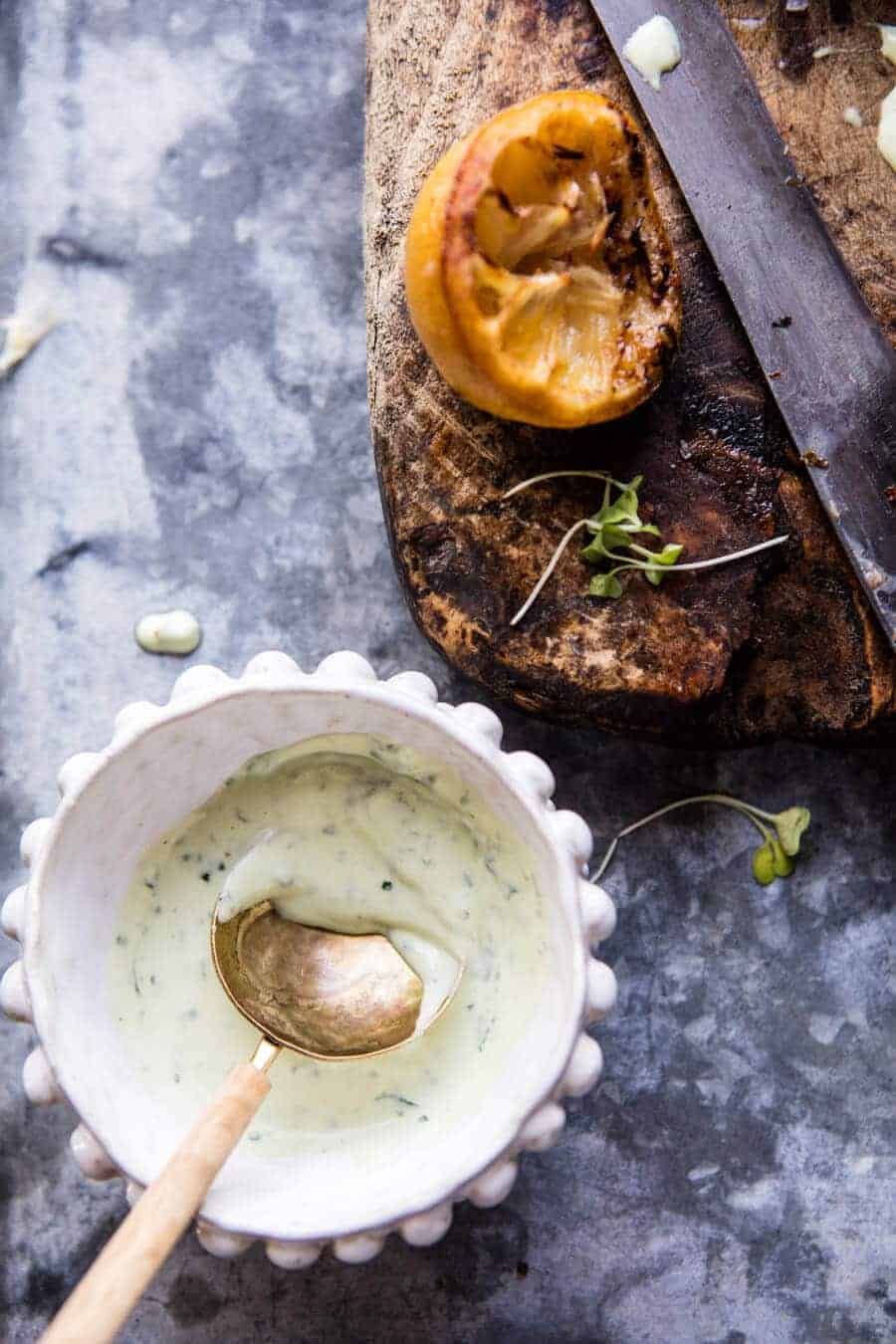 Roasted Rack of Lamb with Basil Goat Cheese Sauce | halfbakedharvest.com @hbharvest