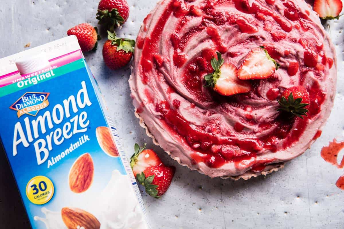 Strawberry Ripple Almond Cheesecake | halfbakedharvest.com @hbharvest