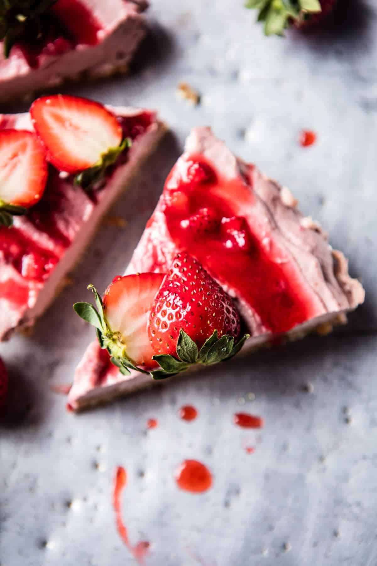 Strawberry Ripple Almond Cheesecake | halfbakedharvest.com @hbharvest
