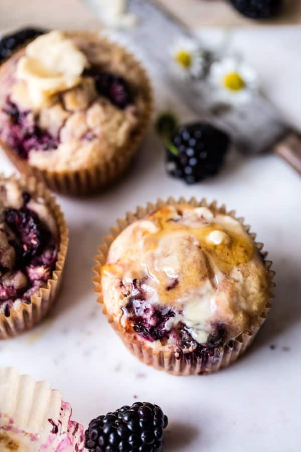 Blackberry Swirl Muffins with Honey Butter | halfbakedharvest.com @hbharvest