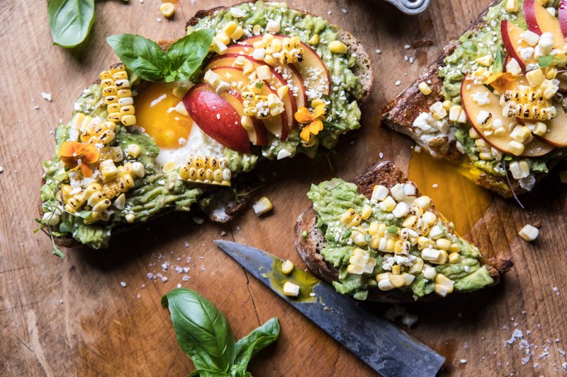 Grilled Corn and Feta Egg in a Hole Avocado Toast | halfbakedharvest.com @hbharvest