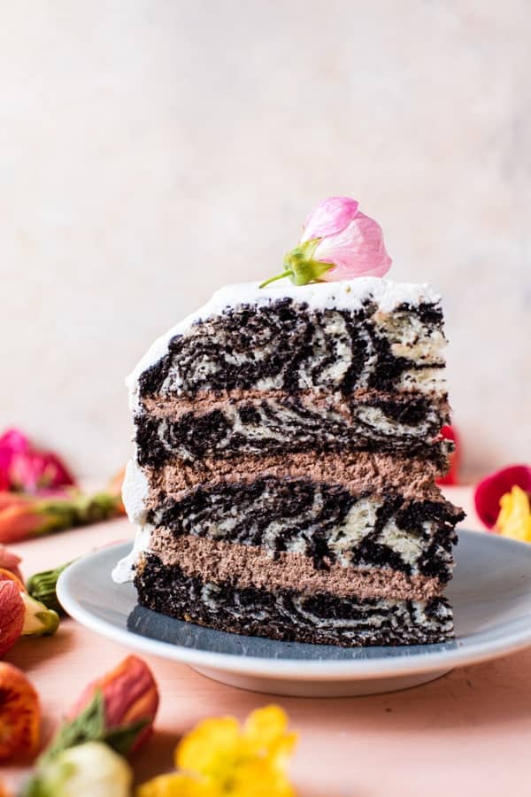 Chocolate Layered Zebra Mousse Cake | halfbakedharvest.com @hbharvest