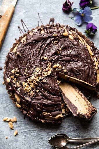 Skinny Frozen Peanut Butter Cup Pie | halfbakedharvest.com @hbharvest
