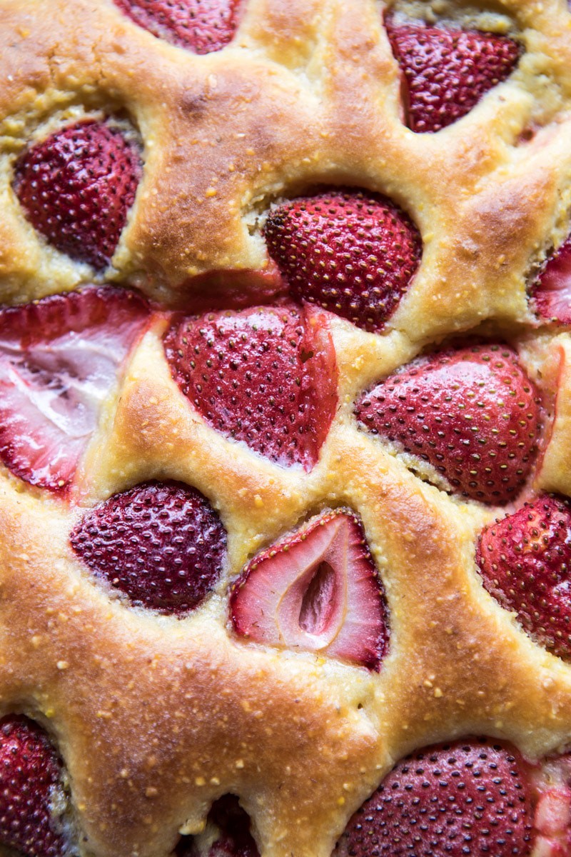 Strawberry Cornmeal Cake with Buttermilk Glaze | halfbakedharvest.com @hbharvest