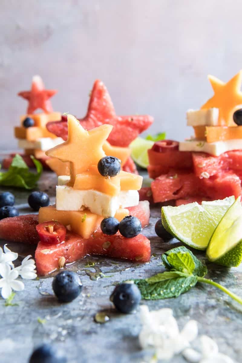 Blueberry, Melon, Feta, Fruit Salad Stacks | halfbakedharvest.com @hbharvest