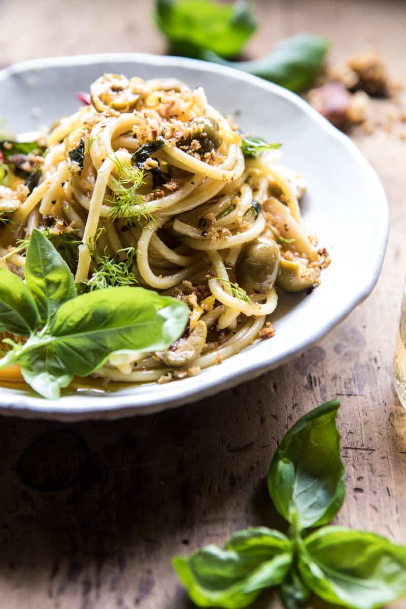 Garden Fresh Herb, Olive, and Parmesan Pasta with Pistachio Breadcrumbs | halfbakedharvest.com @hbharvest
