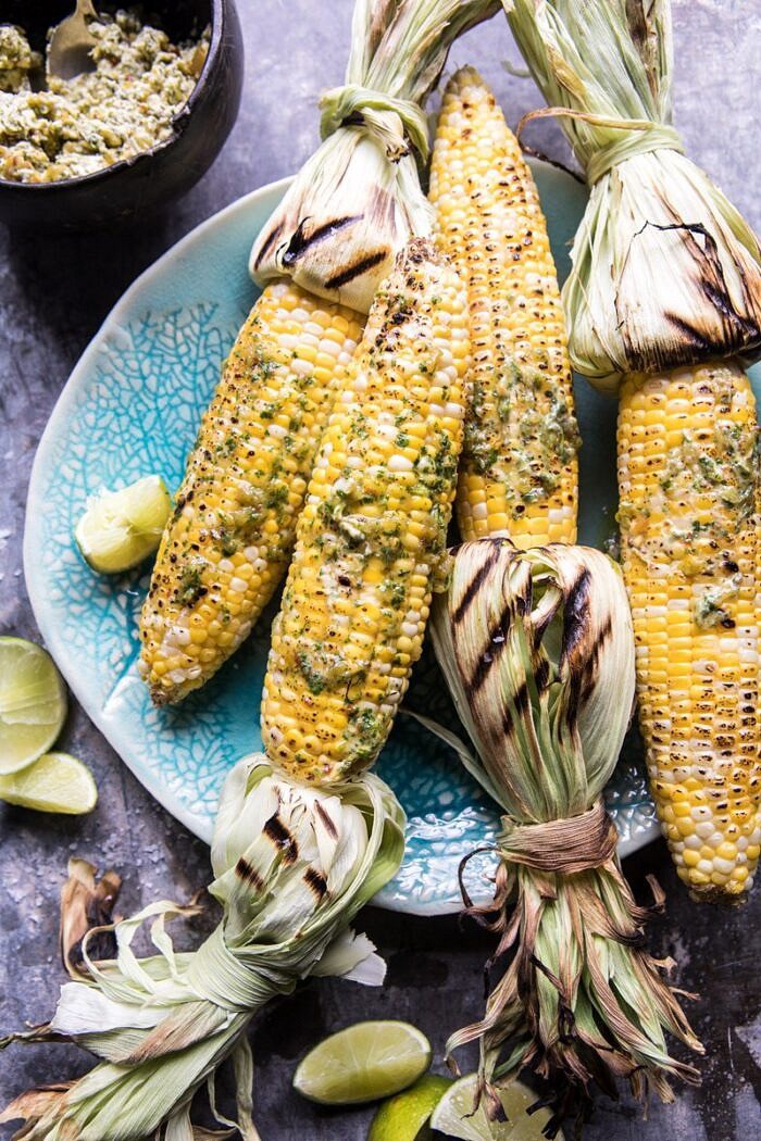Mexican Grilled Corn with Green Chile Honey Butter
