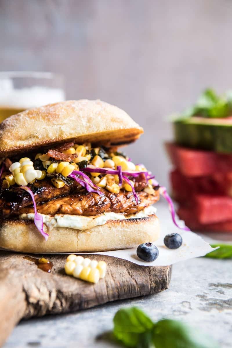 Spicy Maple Grilled Chicken Sandwich with Smoky Bacon Corn | halfbakedharvest.com @hbharvest