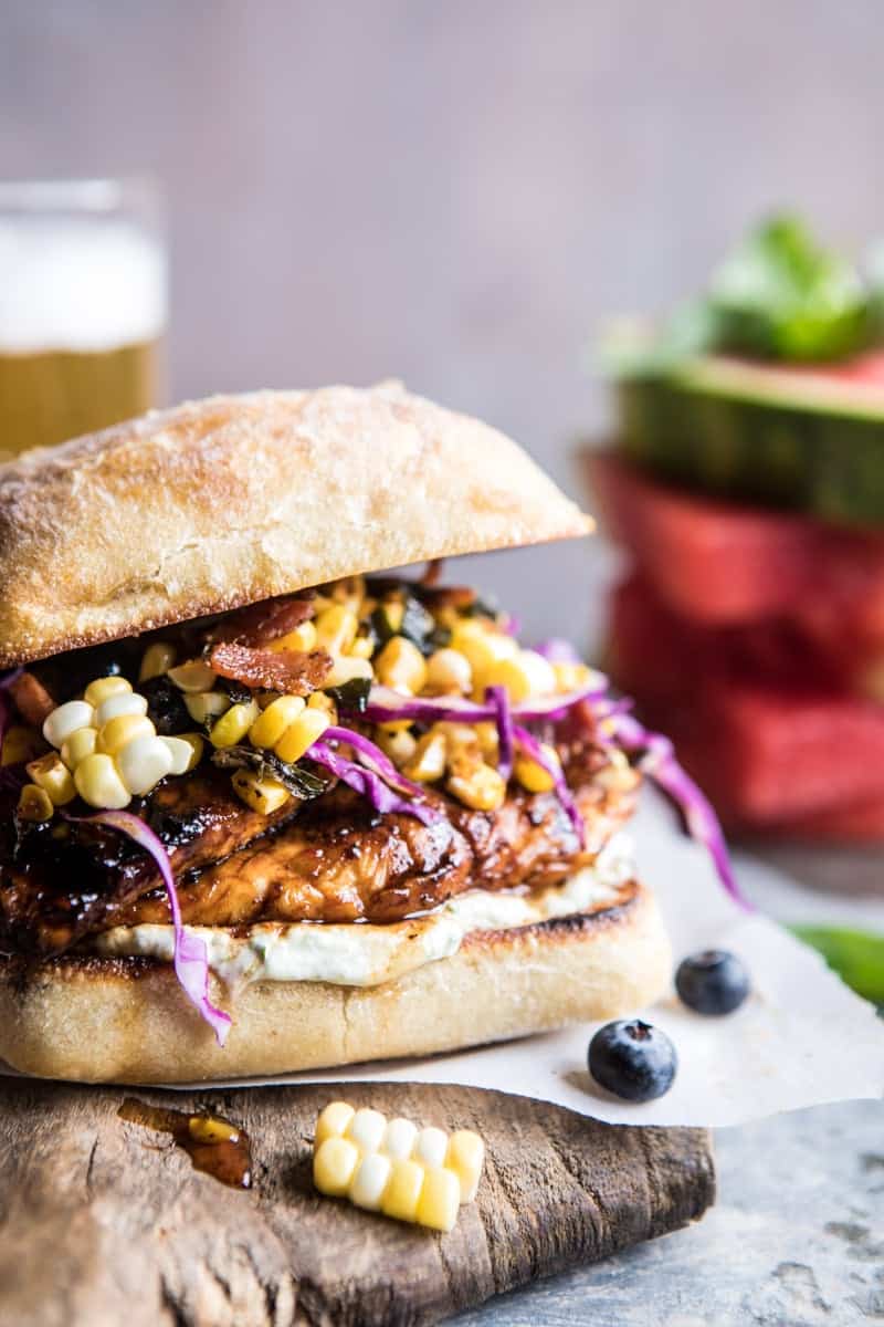 Spicy Maple Grilled Chicken Sandwich with Smoky Bacon Corn | halfbakedharvest.com @hbharvest