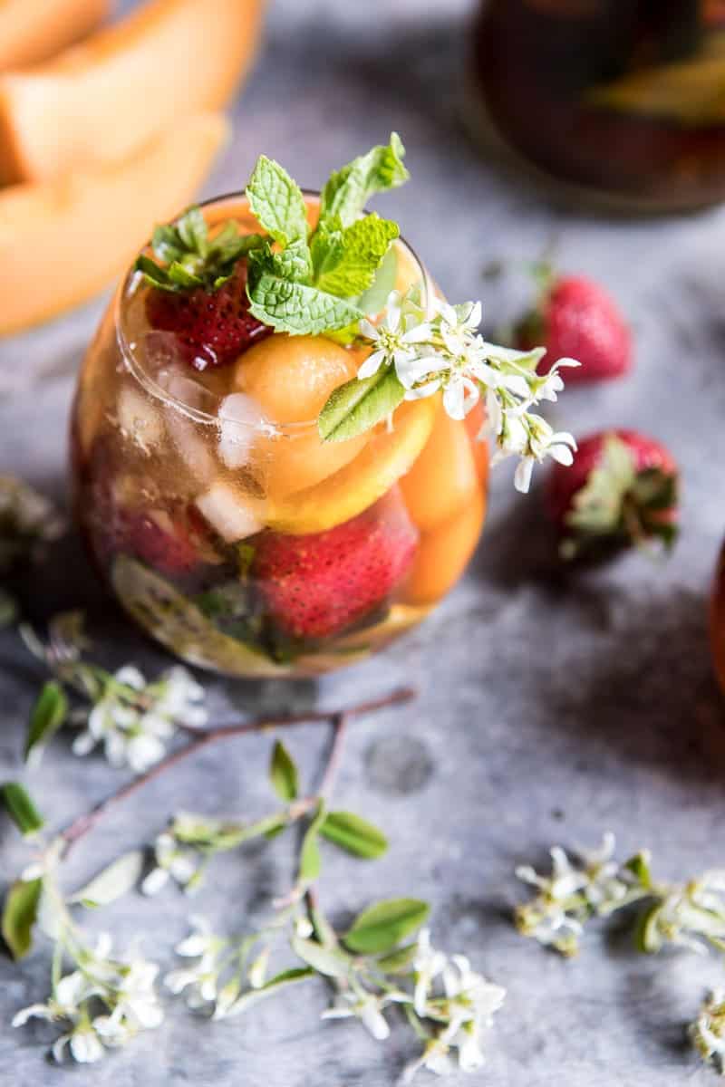 Strawberry Melon Elderflower Pimms Cup | halfbakedharvest.com @hbharvest