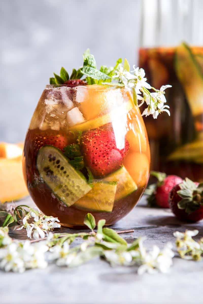 Strawberry Melon Elderflower Pimms Cup | halfbakedharvest.com @hbharvest