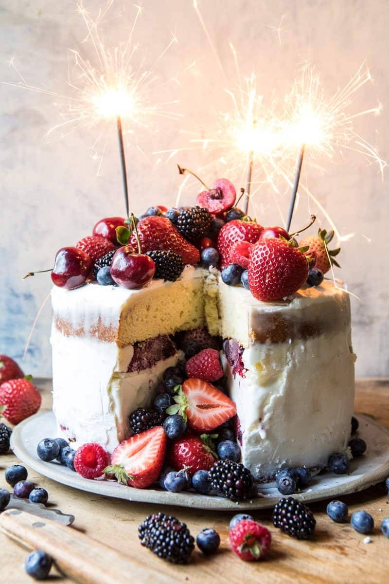 Triple Layer Roasted Berry Pinata Ice Cream Cake | halfbakedharvest.com @hbharvest