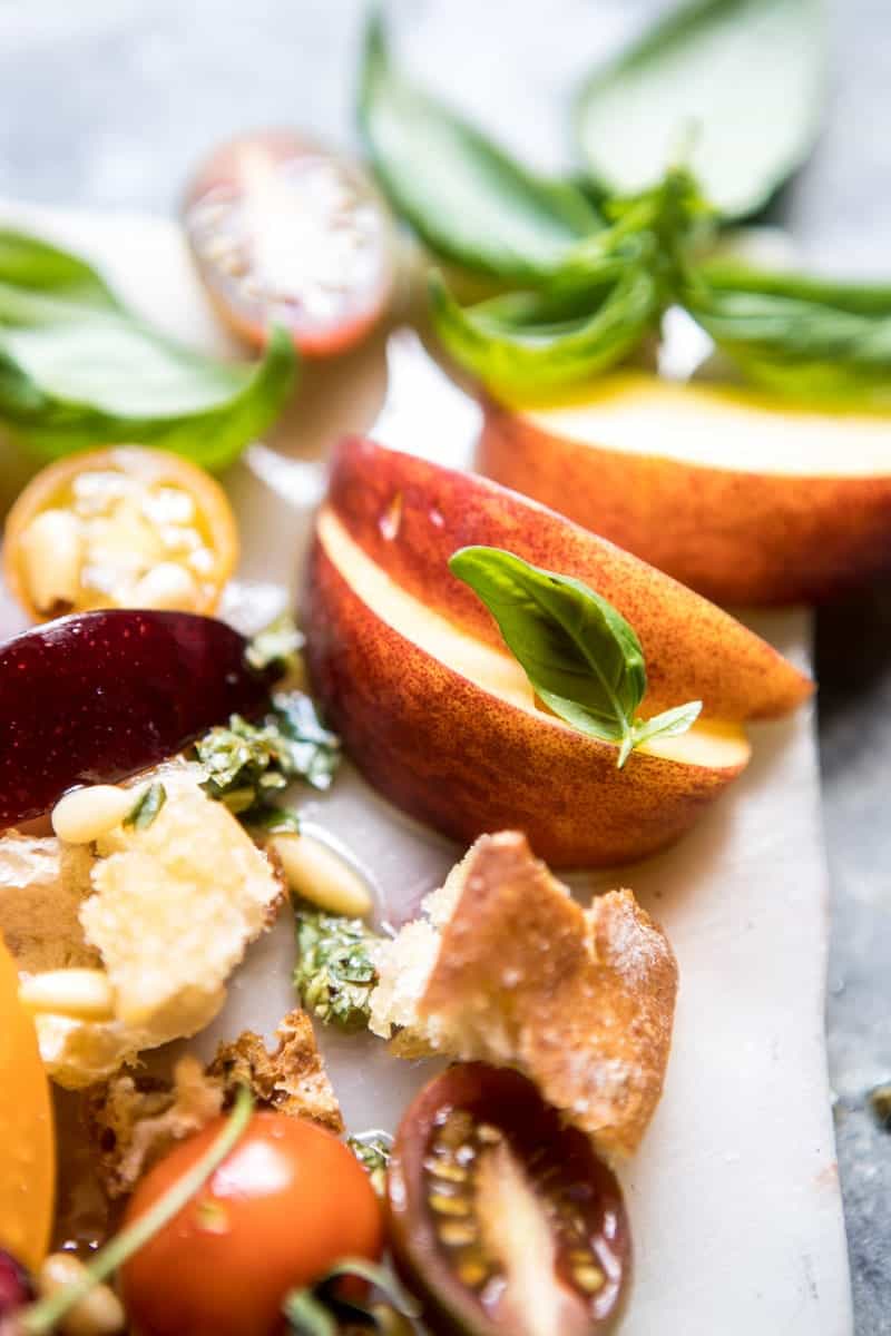 Tuscan Summer Stone Fruit, Tomato, and Burrata Panzanella Salad | halfbakedharvest.com @hbharvest