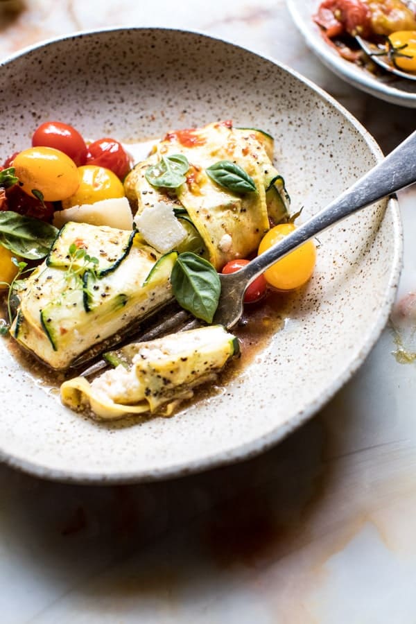 3 Cheese Zucchini Ravioli with Roasted Tomato Basil Sauce | halfbakedharvest.com @hbharvest
