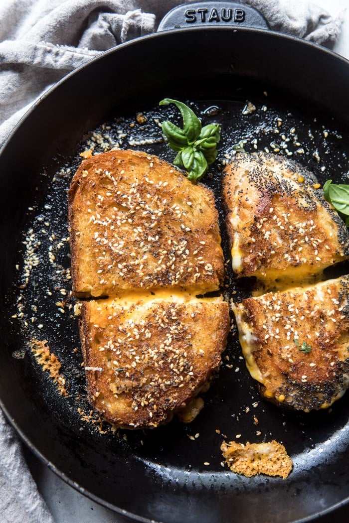 3 Cheese Everything Spice Grilled Cheese | halfbakedharvest.com @hbharvest