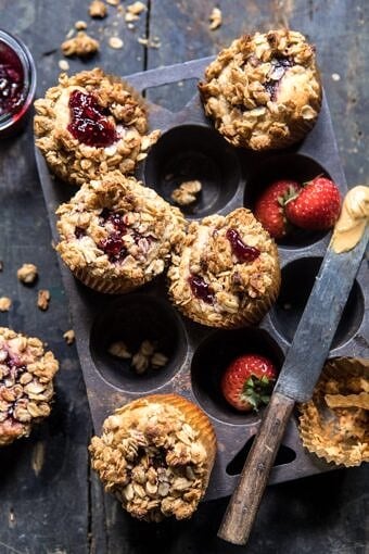 PB and J Oat Streusel Muffins | halfbakedharvest.com @hbharvest