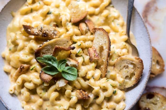 Sneaky Zucchini Mac and Cheese with Everything Bagel Chip Crumbs | halfbakedharvest.com @hbharvest