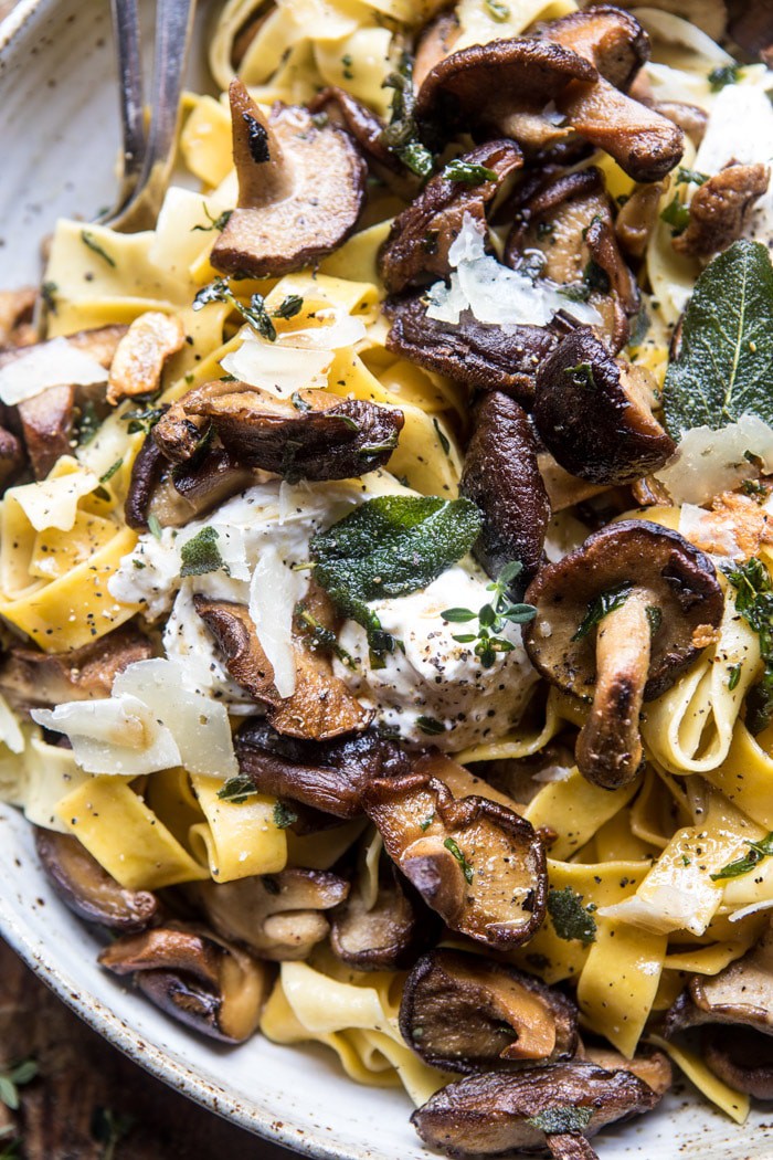 Herby Buttered Wild Mushroom Tagliatelle Pasta | halfbakedharvest.com @hbharvest