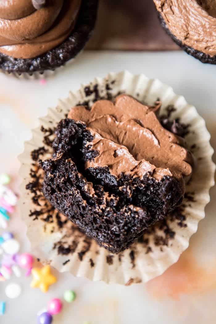 The Best Chocolate Birthday Cupcakes...with Fudgy Chocolate Buttercream | halfbakedharvest.com @hbharvest