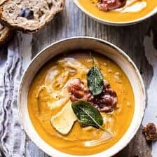 Butternut Squash and Brie Soup with Crispy Pancetta | halfbakedharvest.com @hbharvest