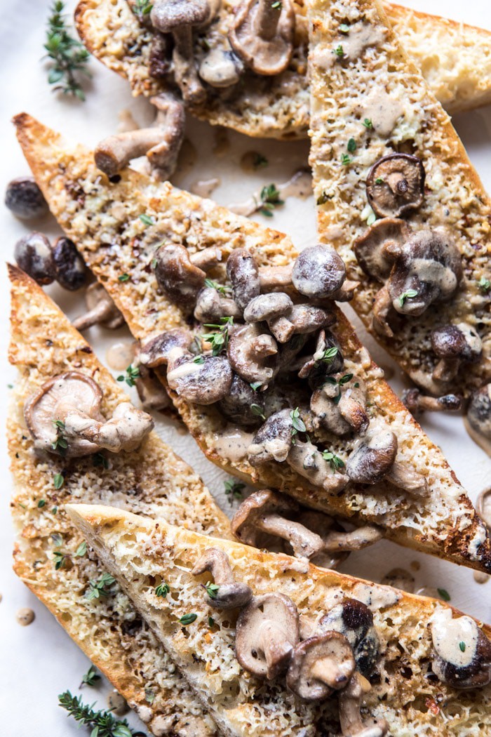 Caramelized Garlic Butter Toast with Pan Fried Mushrooms | halfbakedharvest.com @hbharvest