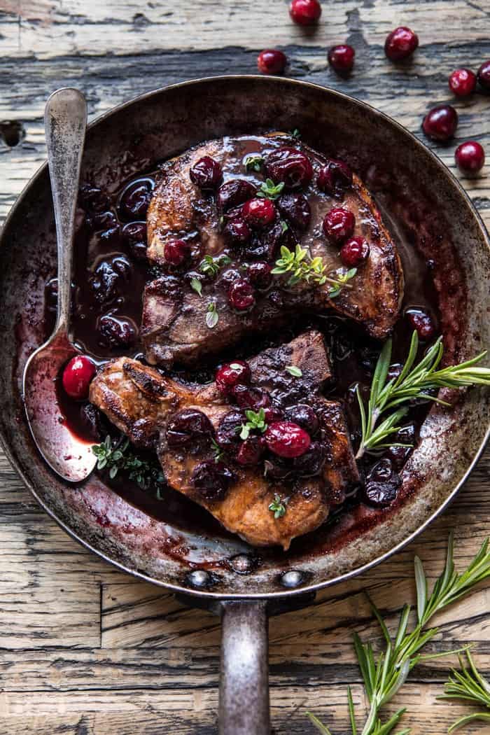 Roasted Cranberry Brown Sugar Pork Chops | halfbakedharvest.com @hbharvest