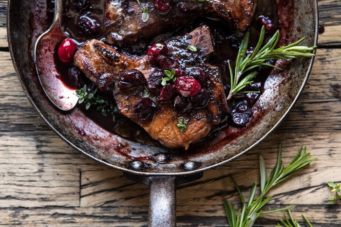 Roasted Cranberry Brown Sugar Pork Chops | halfbakedharvest.com @hbharvest