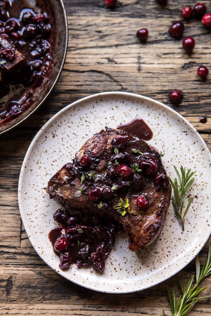 Roasted Cranberry Brown Sugar Pork Chops | halfbakedharvest.com @hbharvest