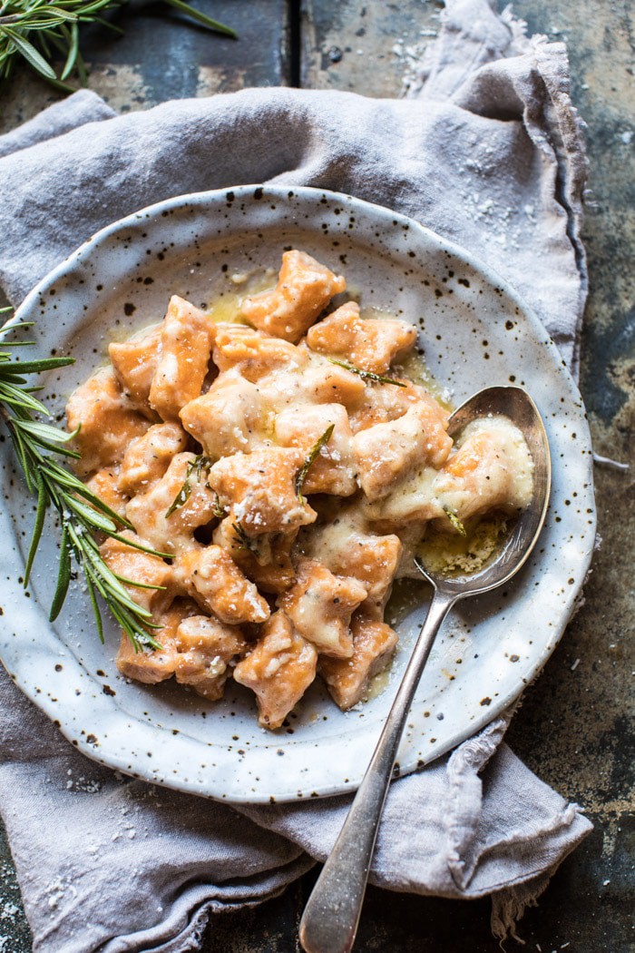 Sweet Potato Gnocchi with Rosemary Cream Sauce | halfbakedharvest.com @hbharvest