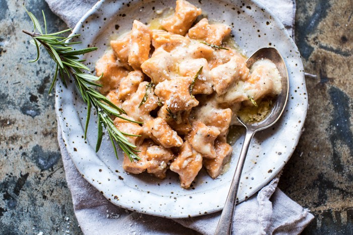 Sweet Potato Gnocchi with Rosemary Cream Sauce | halfbakedharvest.com @hbharvest
