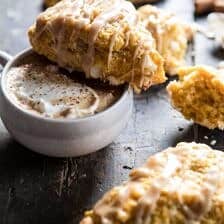 White Chocolate Pumpkin Scones with Espresso Glaze | halfbakedharvest.com @hbharvest