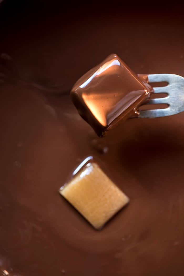 Salted Chocolate Covered Bourbon Cider Caramels | halfbakedharvest.com @hbharvest