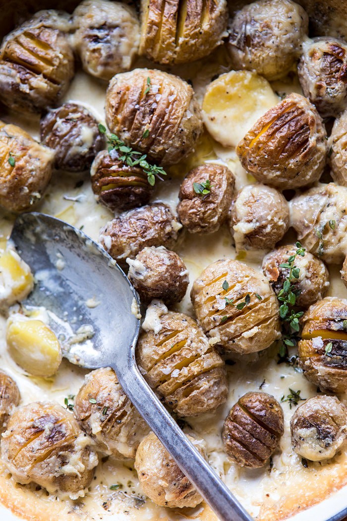 Cheesy Hasselback Potato Au Gratin | halfbakedharvest.com @hbharvest