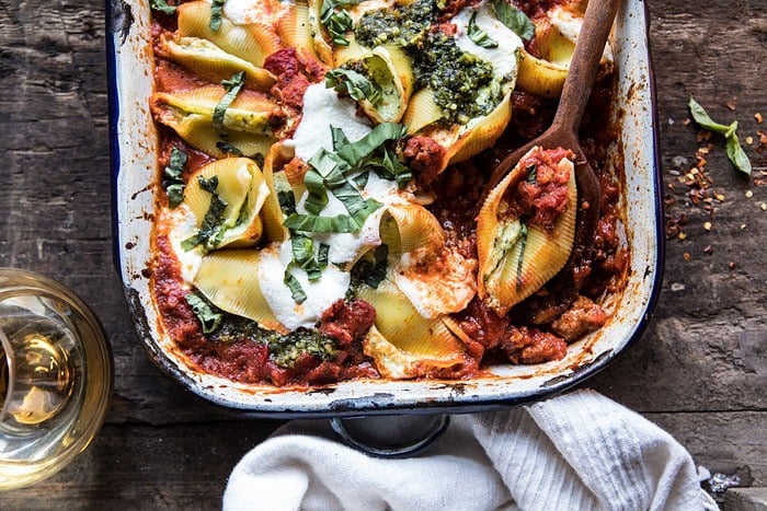 Pesto Cheese Stuffed Shells | halfbakedharvest.com @hbharvest