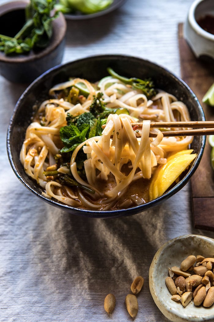 20 Minute Peanut Noodle Soup with Lime Mango | halfbakedharvest.com @hbharvest