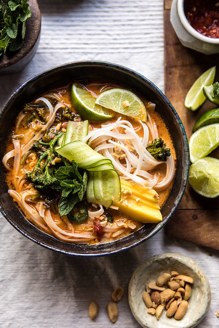 20 Minute Peanut Noodle Soup with Lime Mango | halfbakedharvest.com @hbharvest