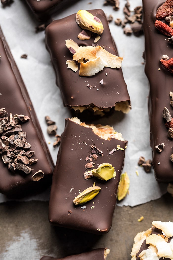 Dark Chocolate Covered Coconut Bars | halfbakedharvest.com @hbharvest #chocolate #healthy #coconut #vegan #glutenfree