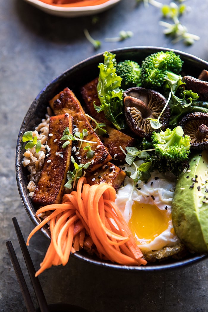 Superfood Bibimbap with Crispy Tofu | halfbakedharvest.com #vegan #healthy #korean #bowl #recipes