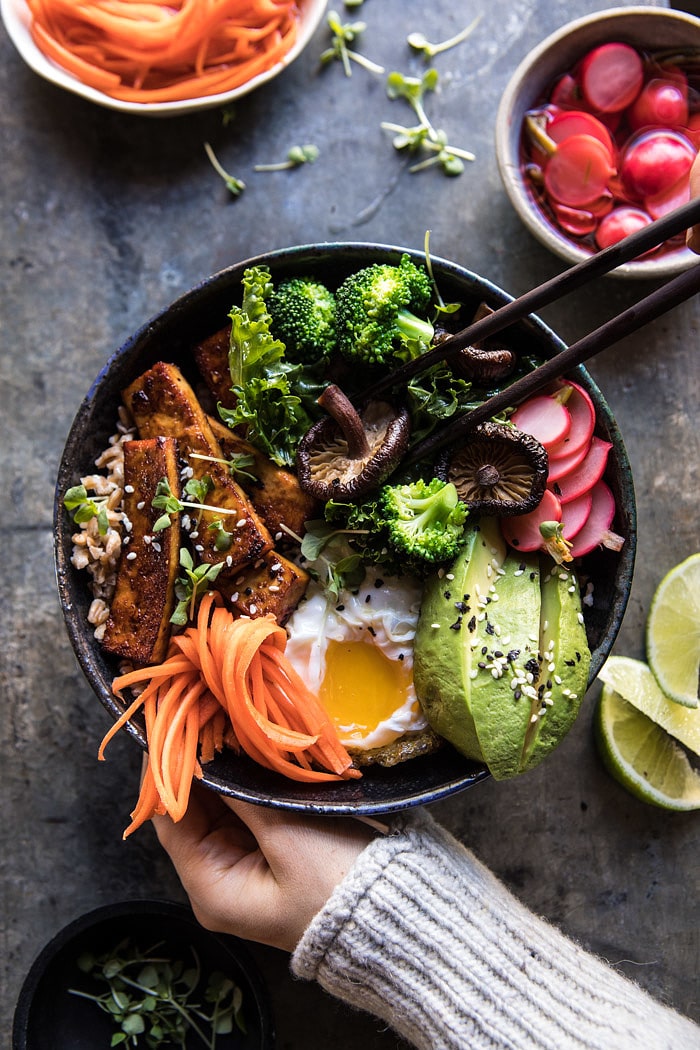 Superfood Bibimbap with Crispy Tofu | halfbakedharvest.com #vegan #healthy #korean #bowl #recipes