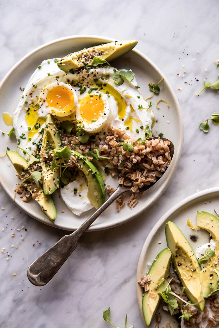The Best Everything Spice Egg Avocado Yogurt Bowl | halfbakedharvest.com @hbharvest #breakfast #healthy #avocado