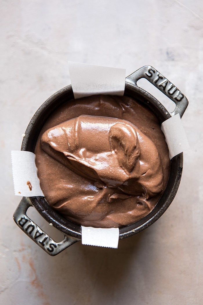 Vegan Chocolate Custard Cake | halfbakedharvest.com #chocolate #dessert #healthy #vegan #nobake