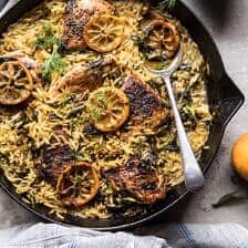 One Skillet Lemon Butter Chicken and Orzo | halfbakedharvest.com #chicken #recipes #easy #skillet