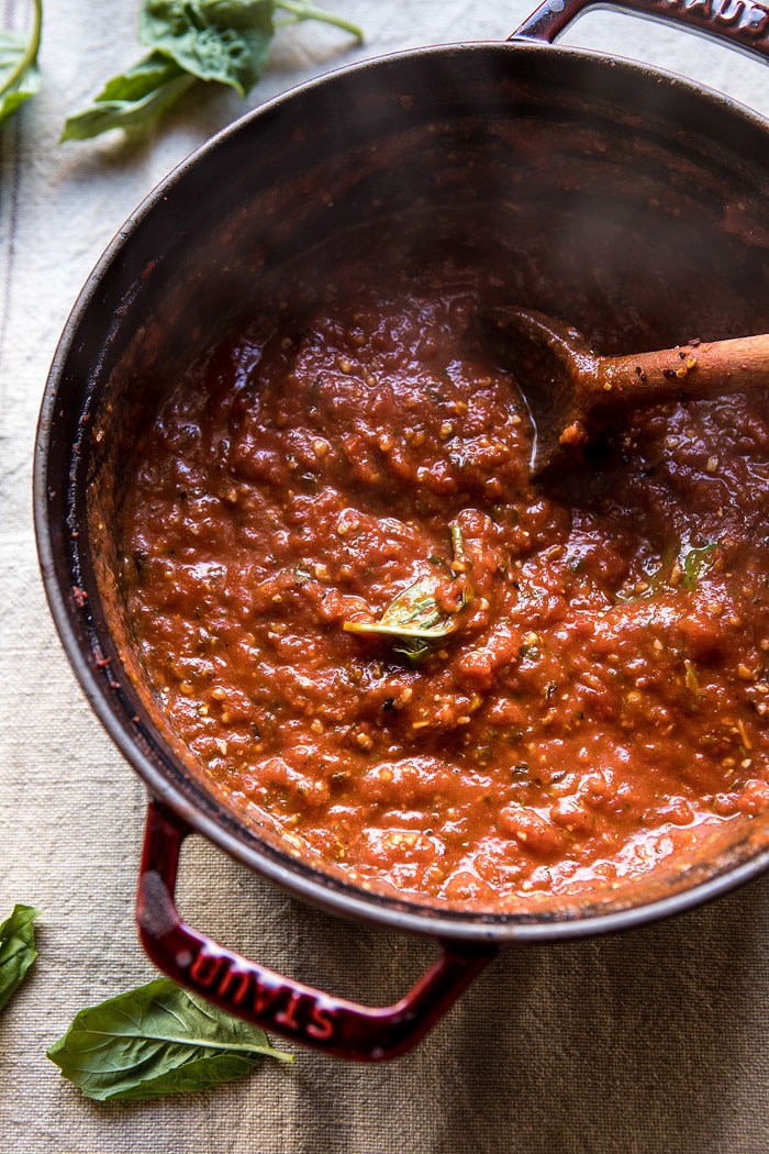 Easiest Tomato Basil Penne with Spicy Italian Chickpeas | halfbakedharvest.com #recipes #pasta #dinner #easy #quick